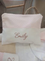 Borsello piquet di cotone e plumetis