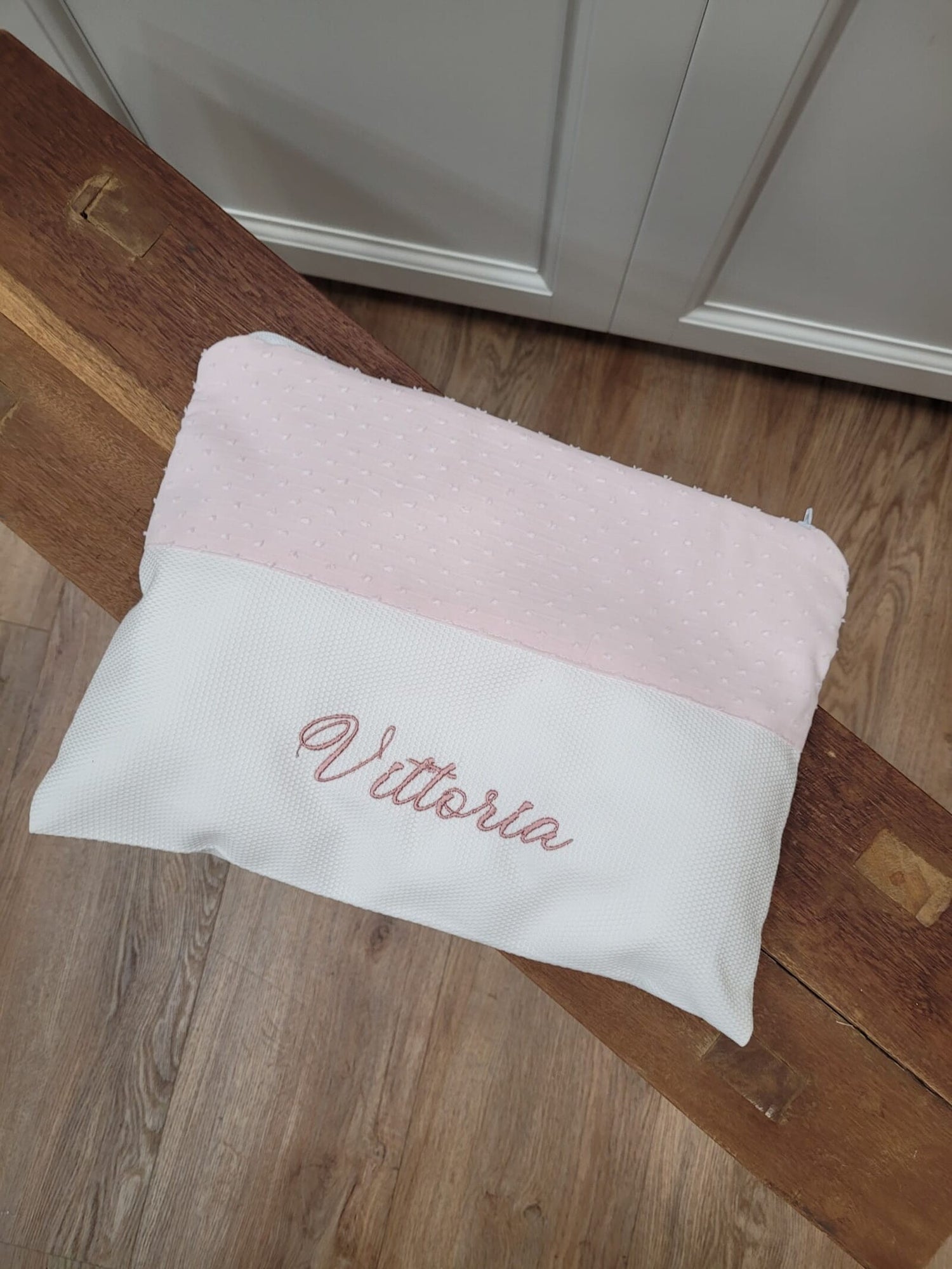 Borsello piquet di cotone e plumetis