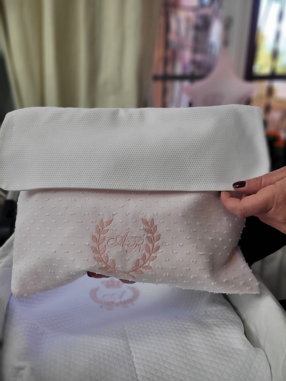 Busta nascita in plumetis con pattina in piquè di cotone