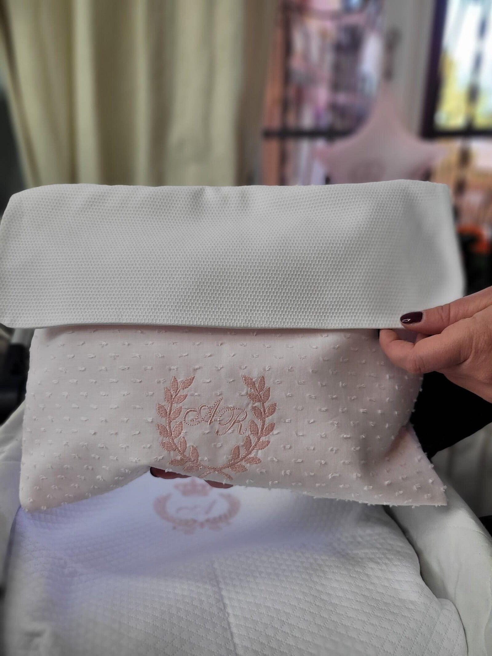 Busta nascita in plumetis con pattina in piquè di cotone