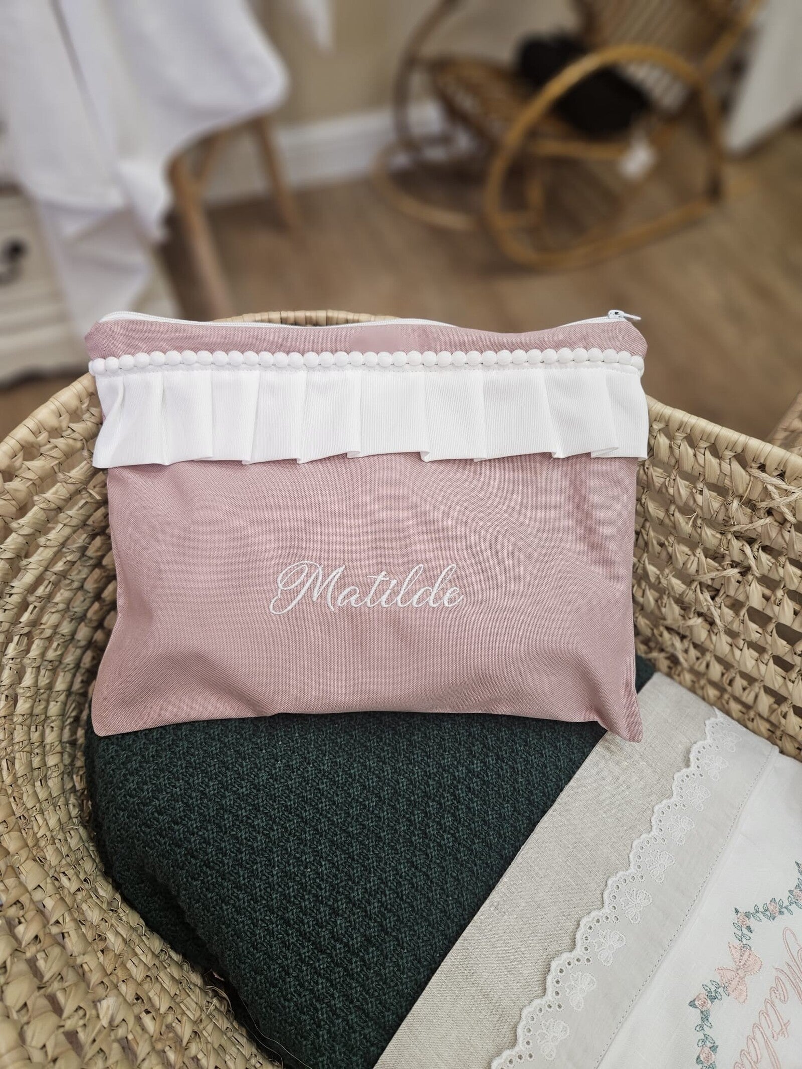 Borsello Baby in cotone con rouche in piquè