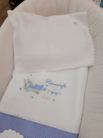 Lenzuolino in lino bianco con smerlo