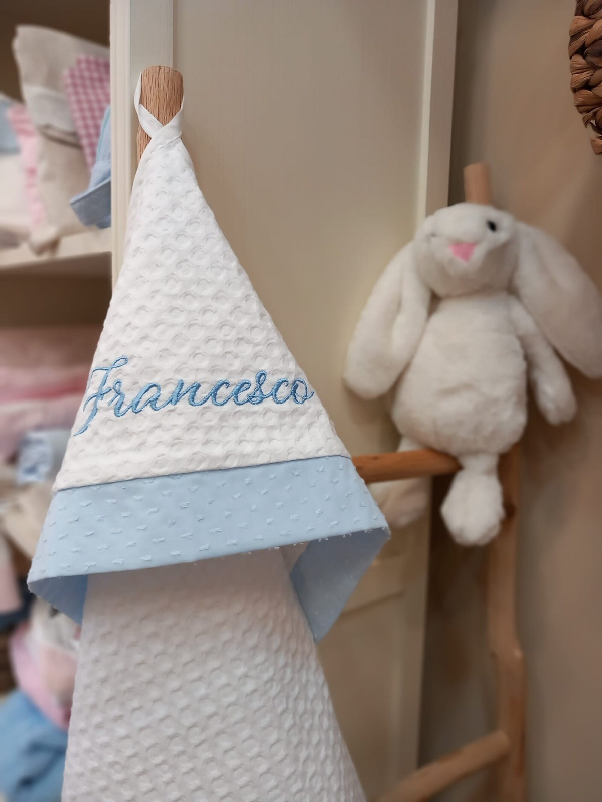 Accappatoio neonato in apone e plumetis