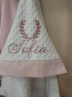 Accappatoio neonato in apone e plumetis