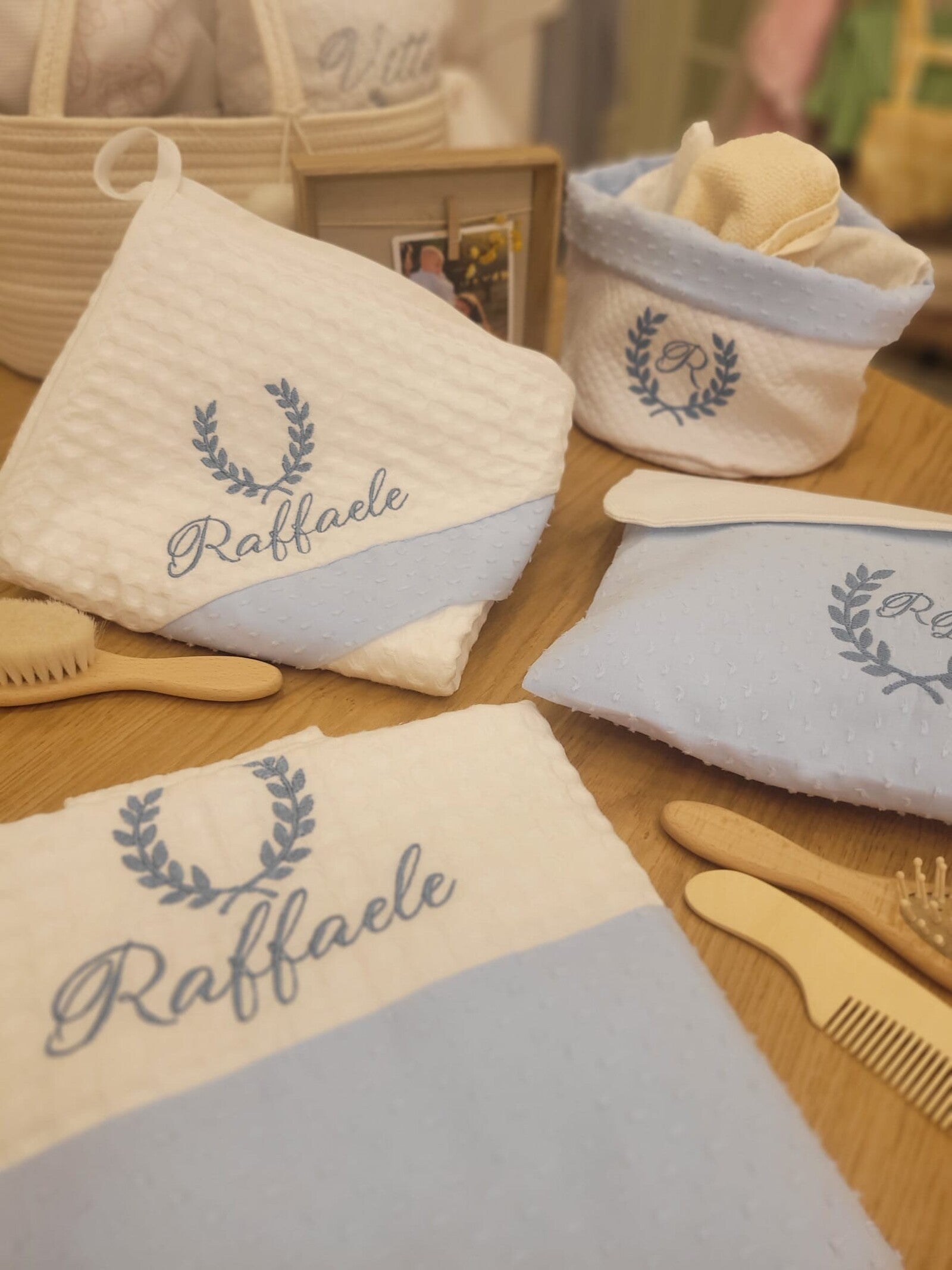 Coordinato bagnetto e cambio in plumetis