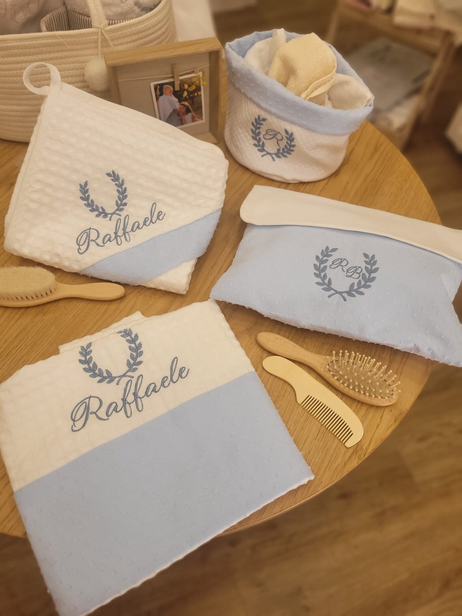 Coordinato bagnetto e cambio in plumetis