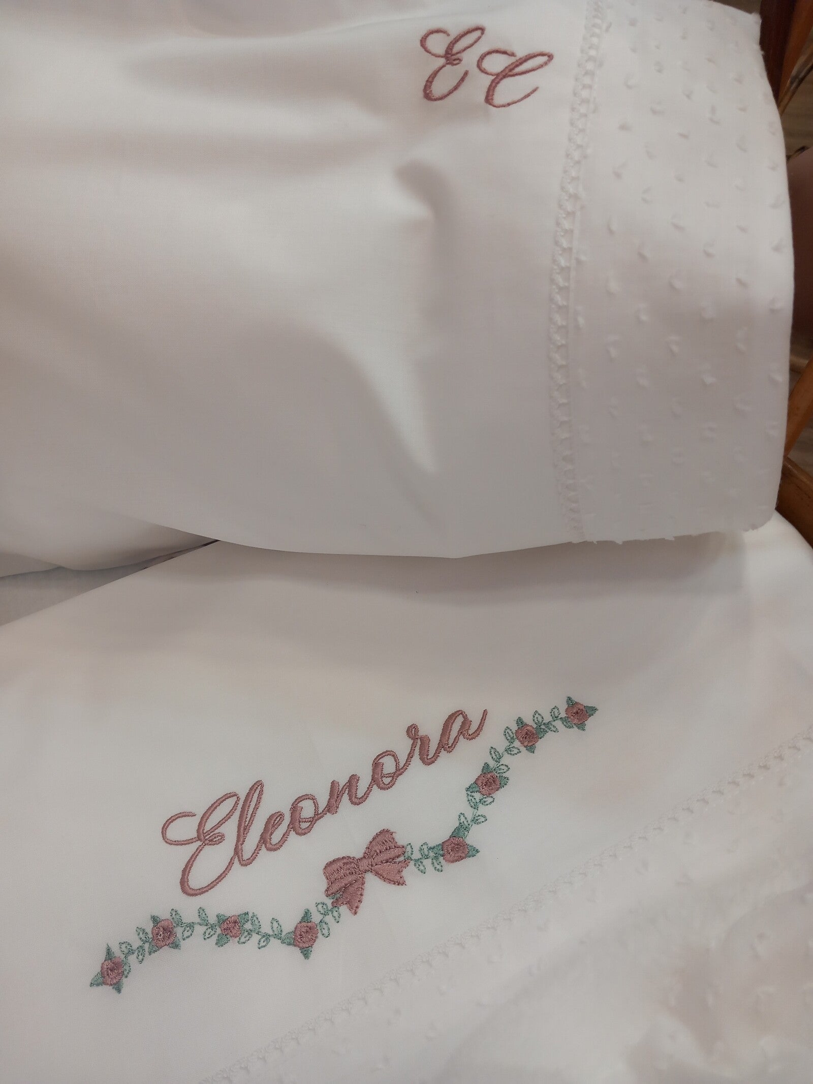 Lenzuolino con fascia in plumetis e merlettino