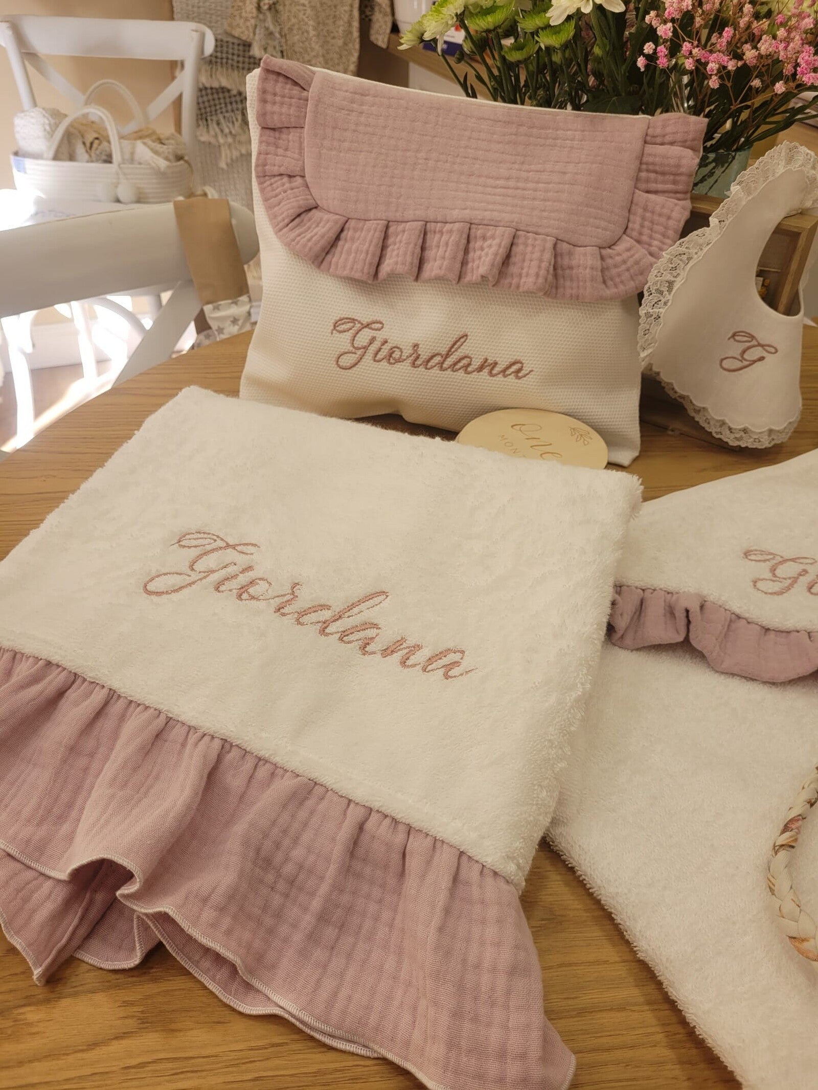 Coordinato bagnetto e cambio in spugna e mussola