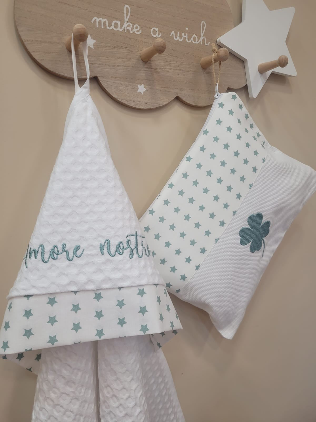 Coordinato da Bagno Stars, accappatoio neonato con pochette