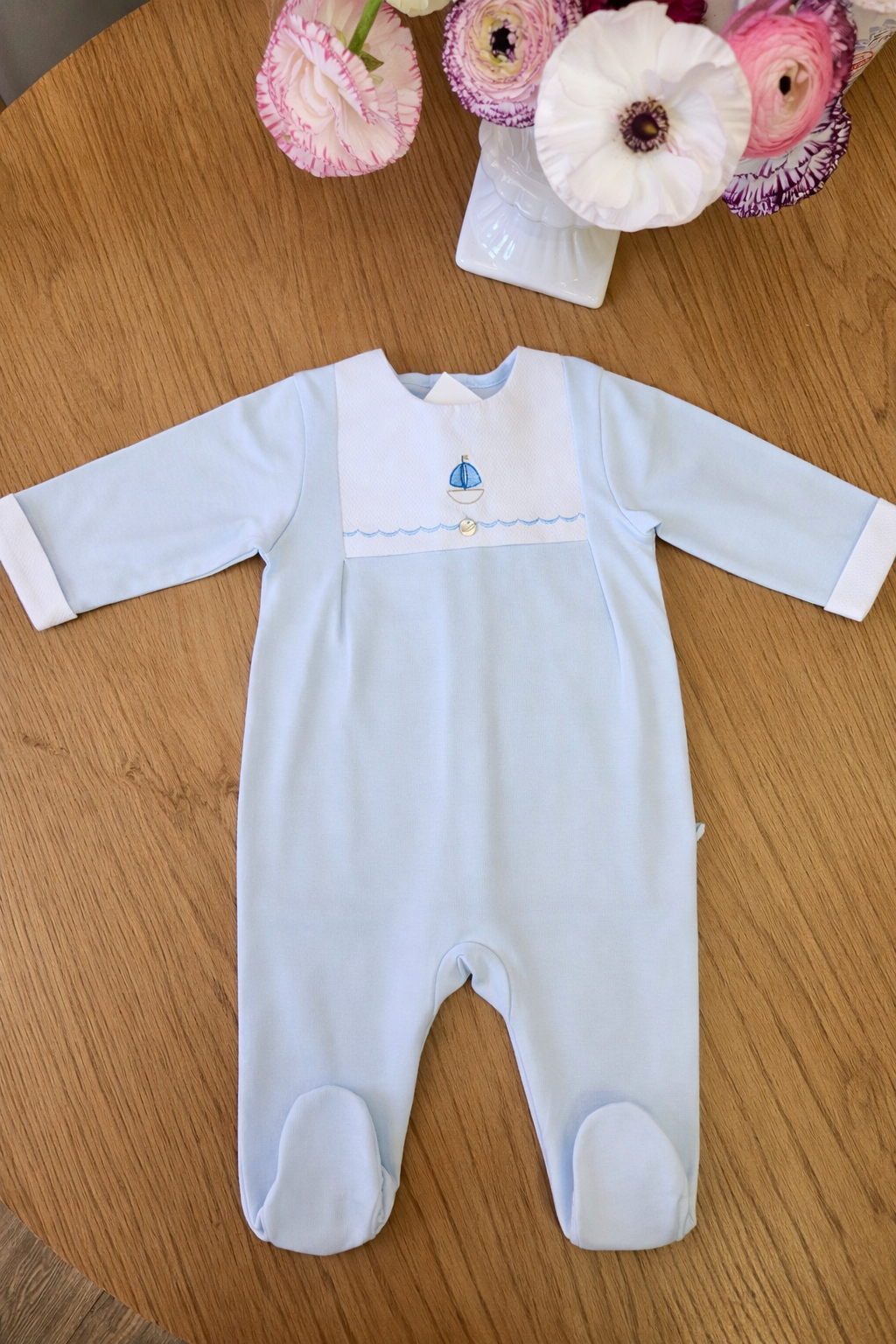 Tutina neonato in jersey di cotone marinaretto