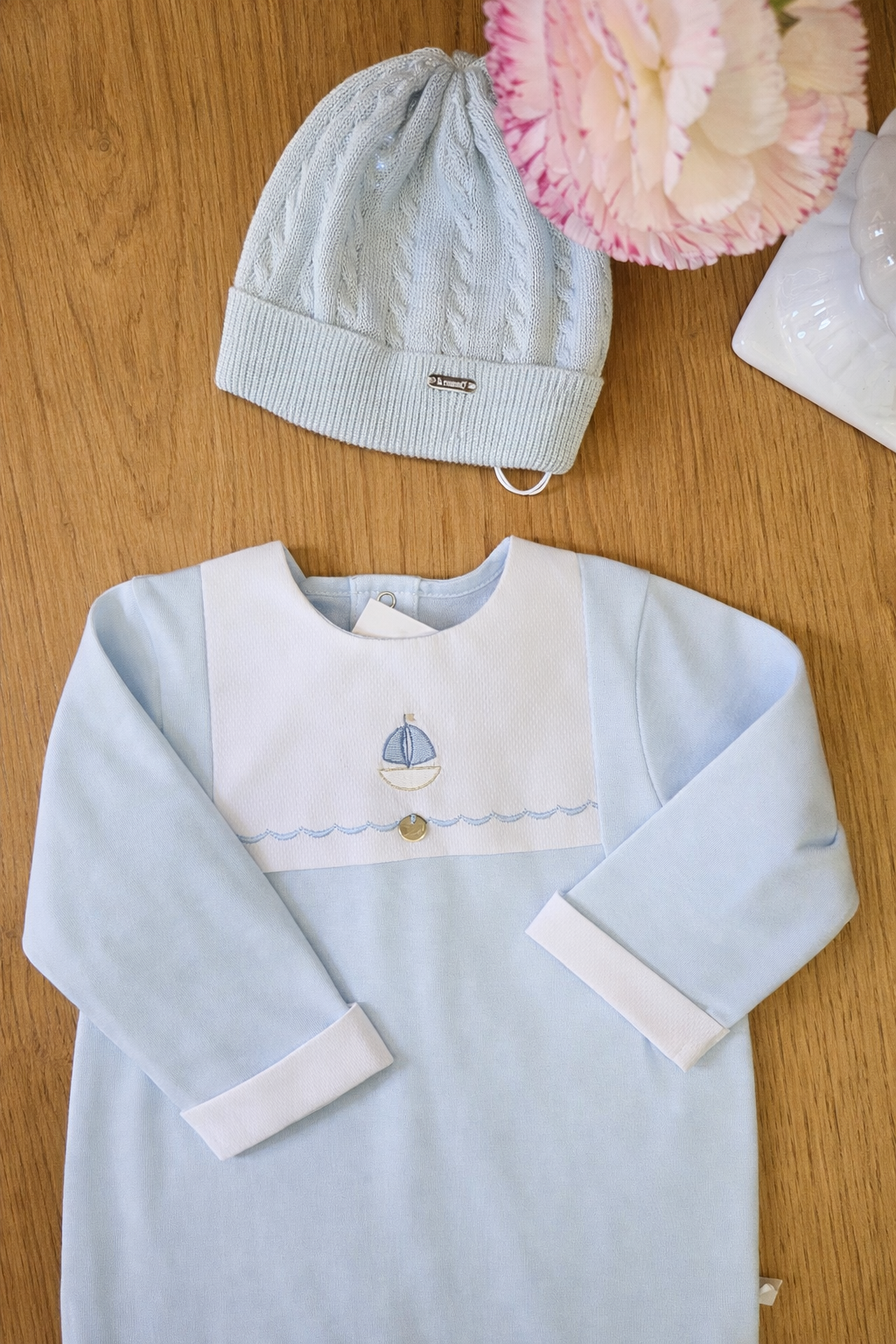 Tutina neonato in jersey di cotone marinaretto