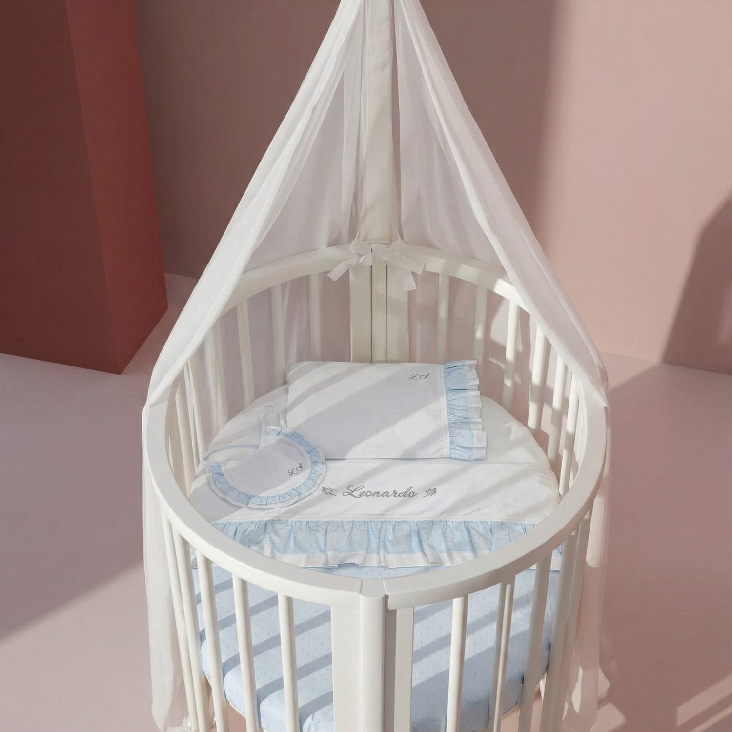 Lenzuolino con doppia rouche di plumetis