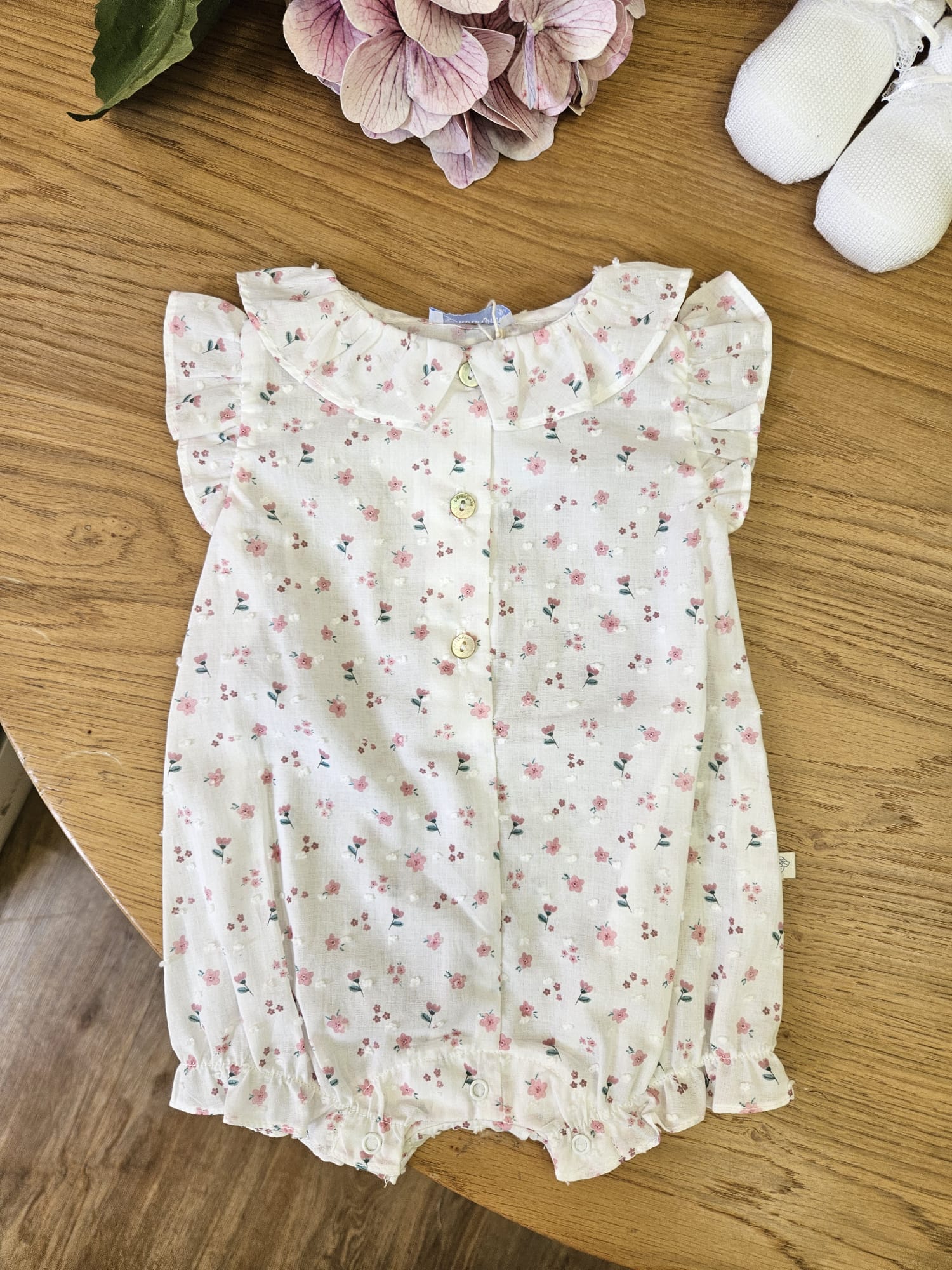 Pagliaccetto neonato in cotone stampa fiorellini