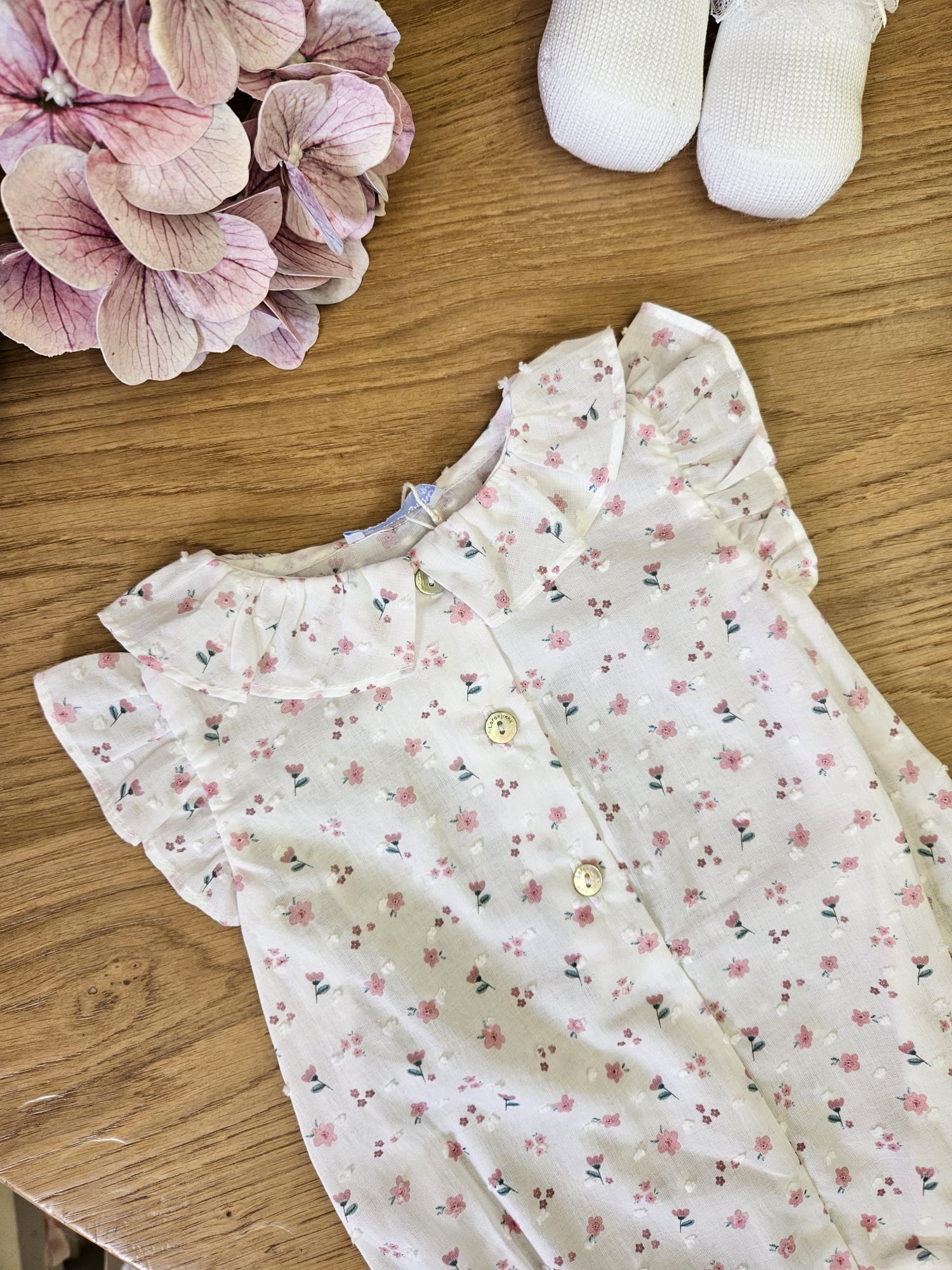 Pagliaccetto neonato in cotone stampa fiorellini