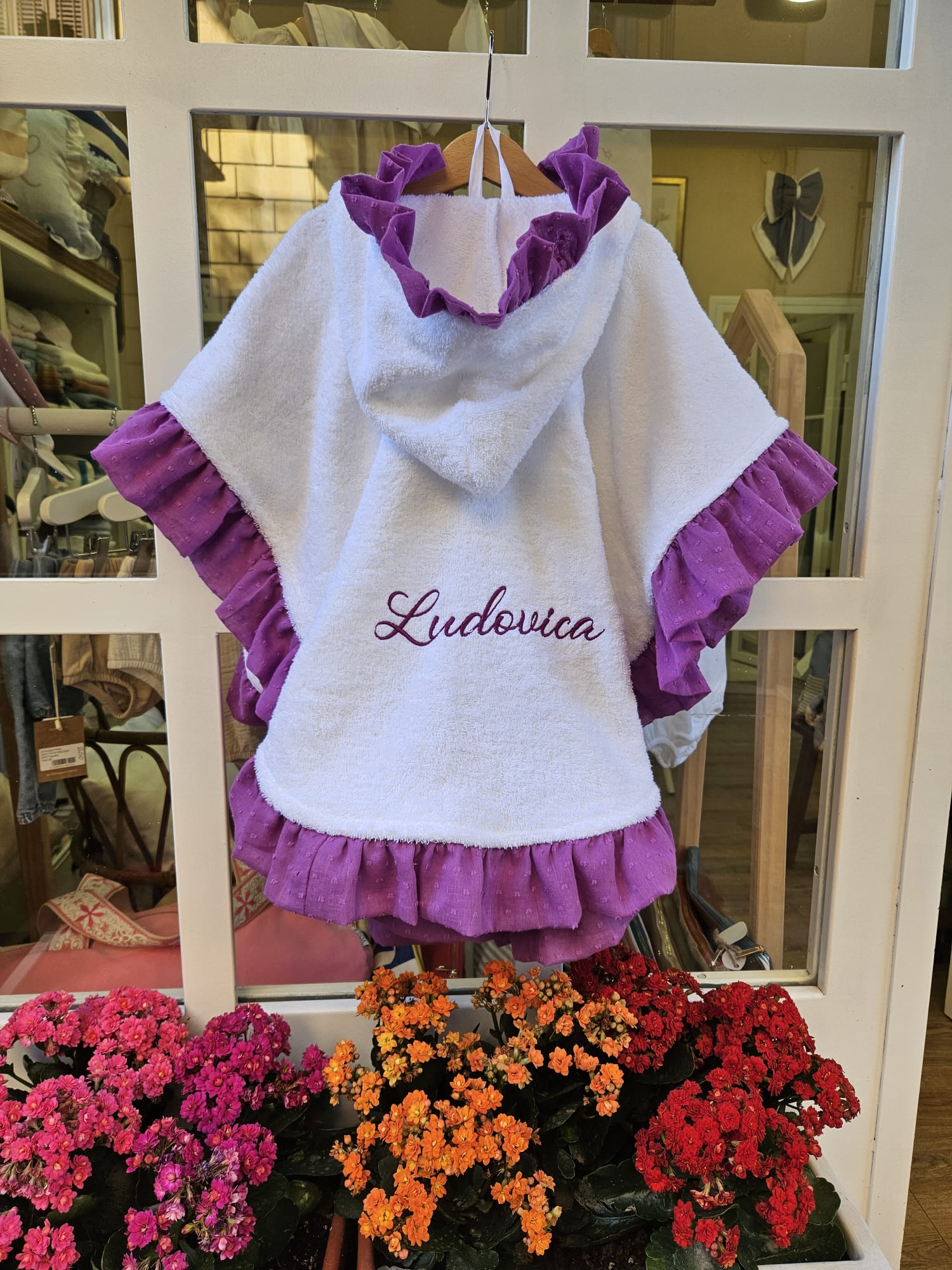 Accappatoio Poncho spugna con rouche