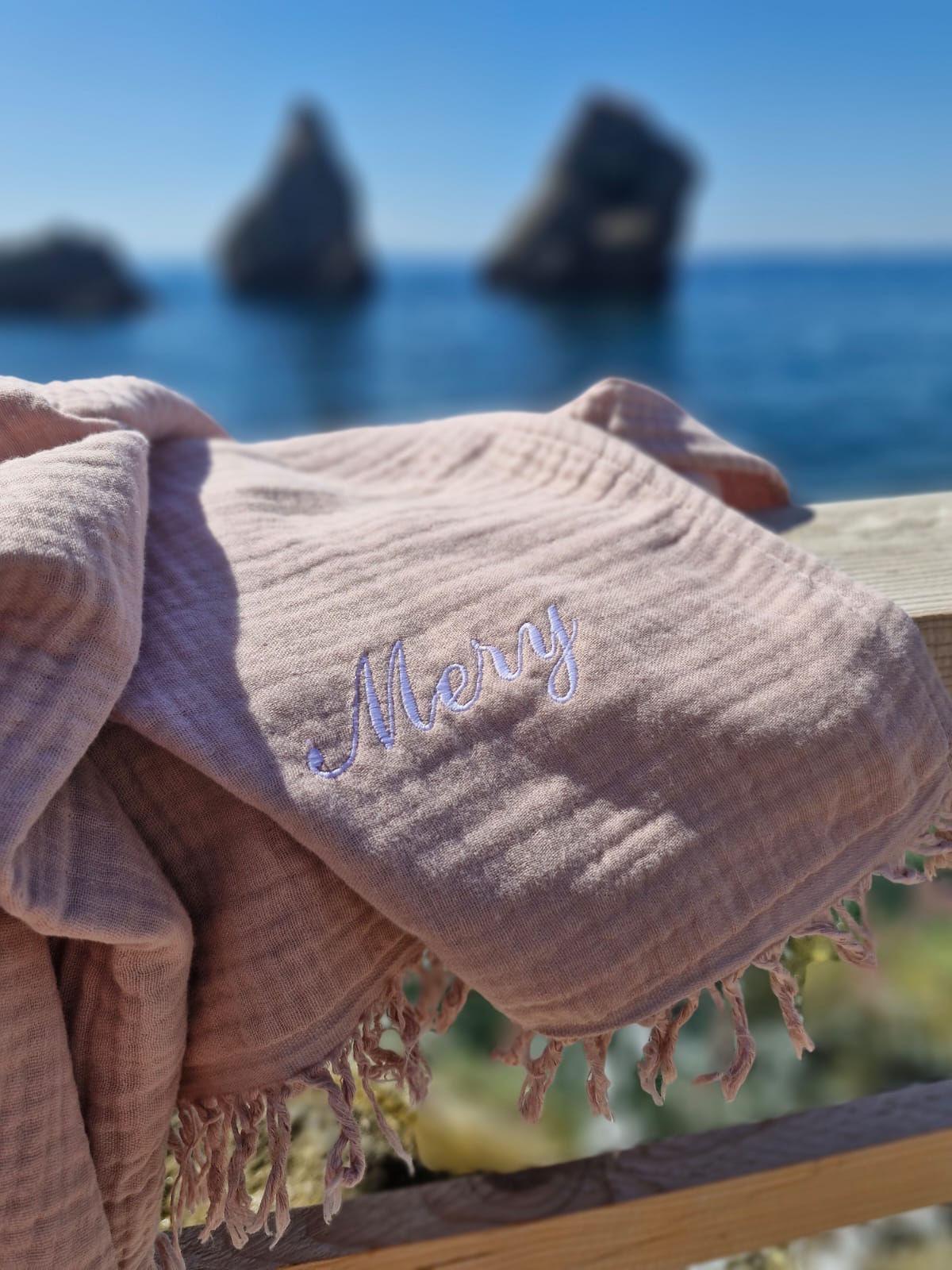 Telo Mare in mussola di cotone con frangia