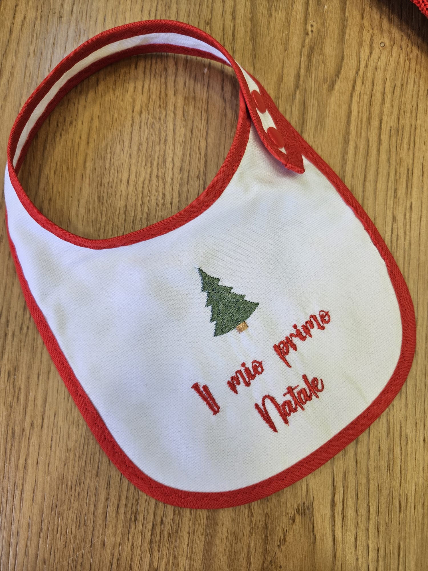 LE MERENDINE XMAS EDITION, Bavaglino bianco con bottoncino a clip