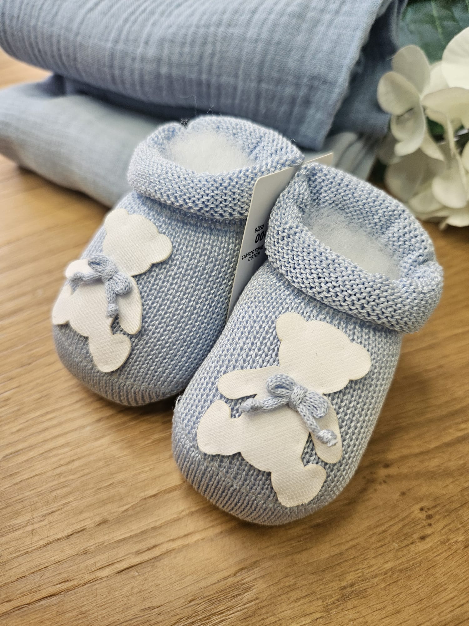Scarpine neonato in filo di cotone - Orsetto