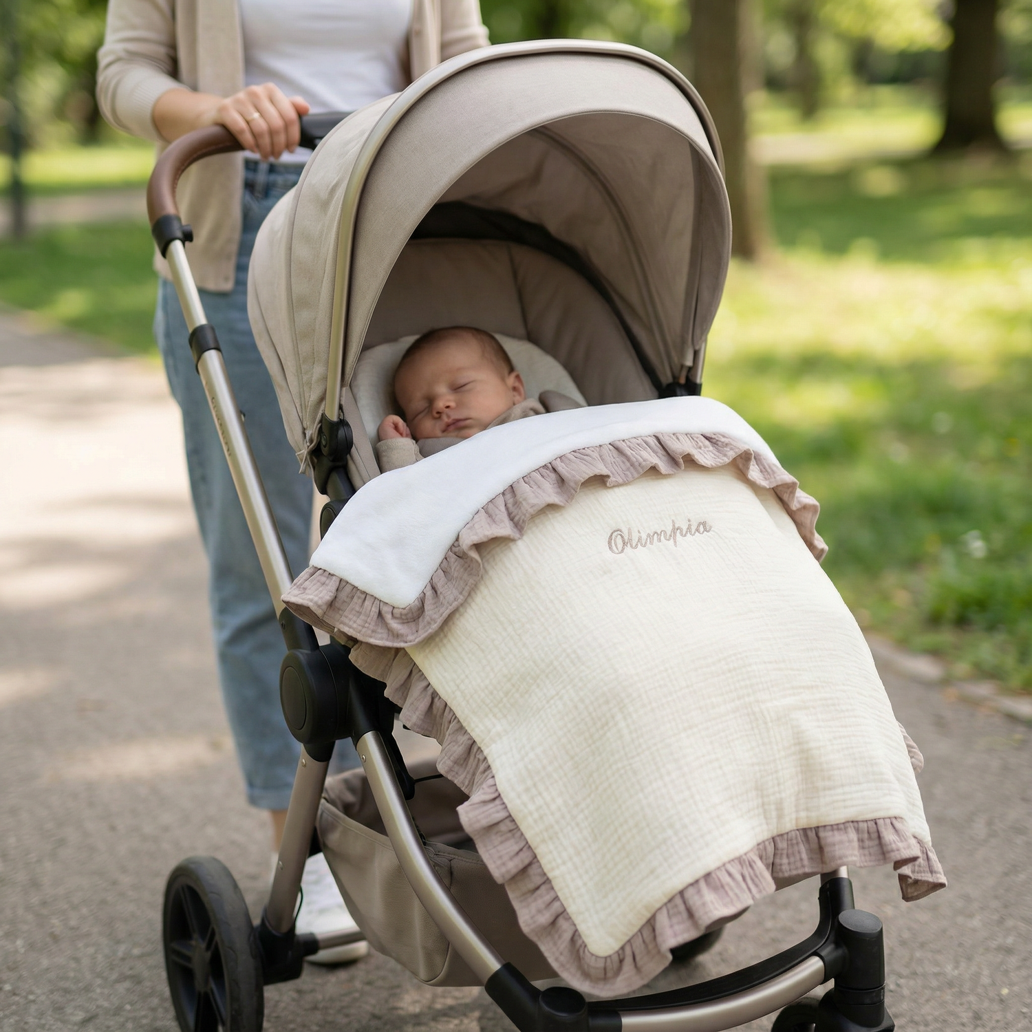 Copertina neonato in mussola con rouche