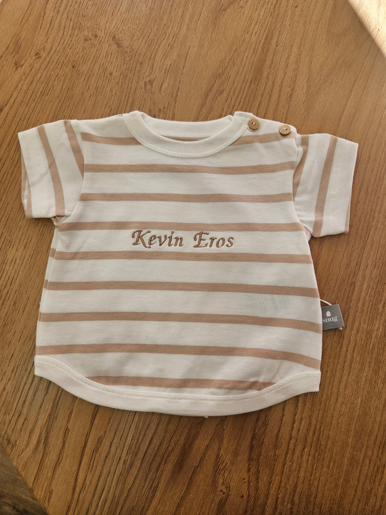 T shirt in cotone a righe cipria