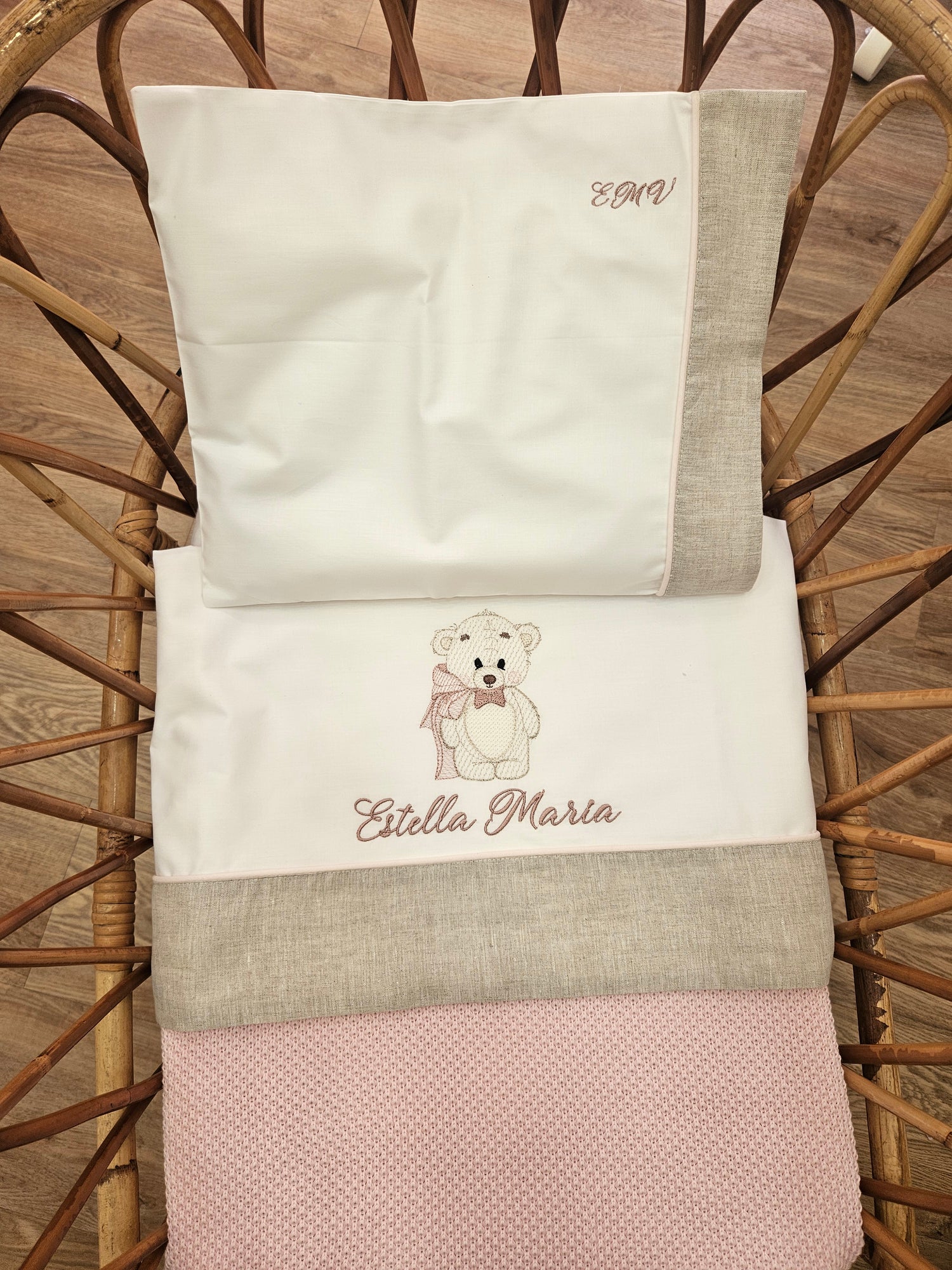 Lenzuolino personalizzato con fascia in lino