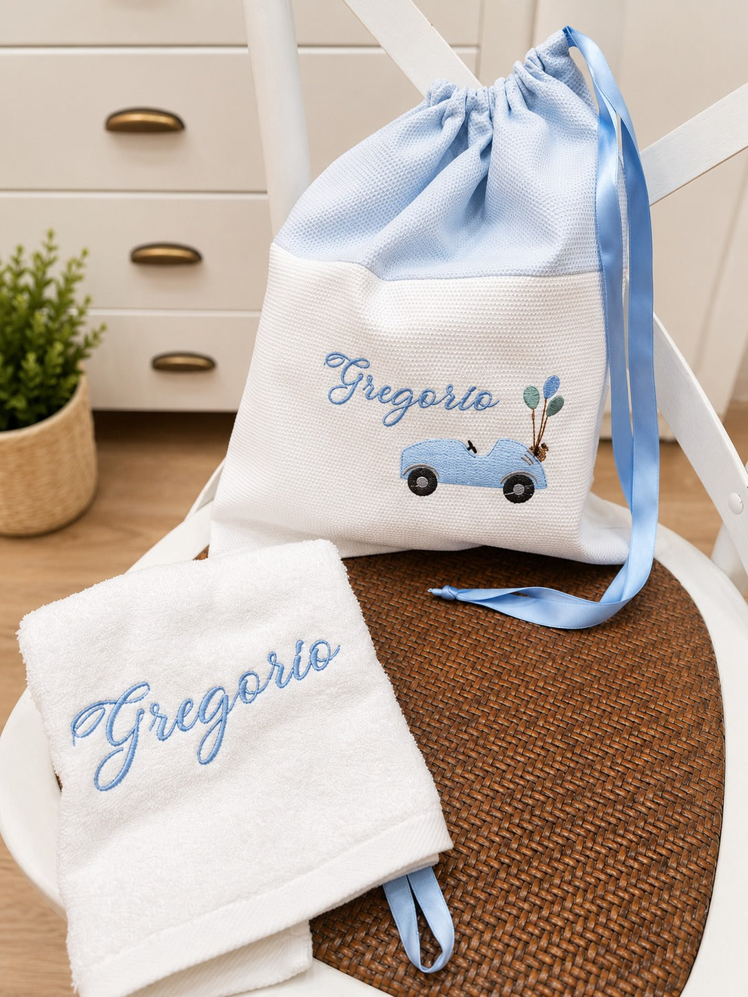 Set asilo personalizzato, sacca baby love e asciugamanino